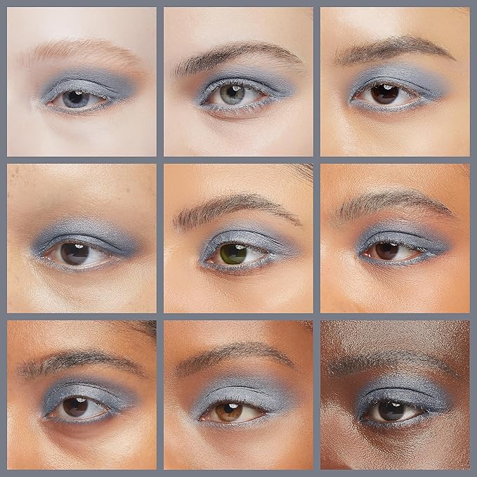 Navy Blue Grey Gray Silver Matte Opaque Vegan Pressed Powder Single Eyeshadow; Talc, Paraben & Cruelty Free