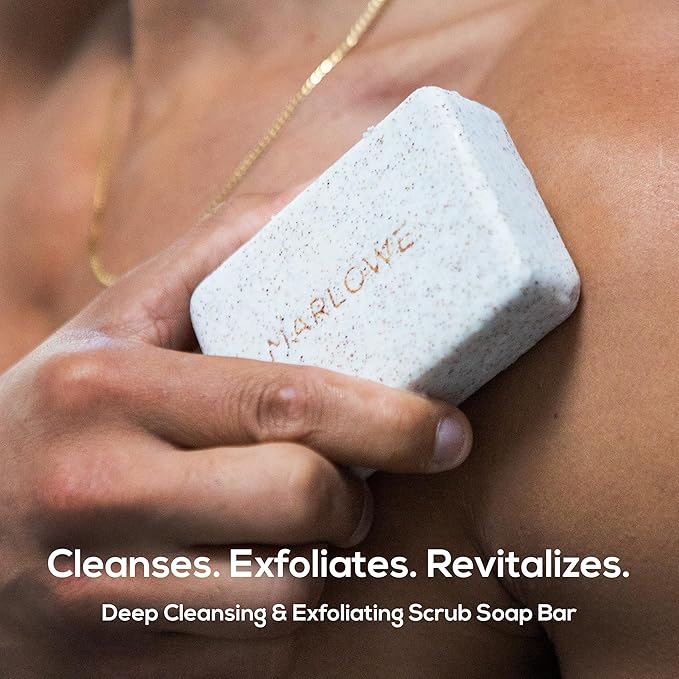 MARLOWE. No. 102 Body Scrub Soap 7 oz, Oud Wood, Exfoliating Soap Bar with Shea Butter, Olive Oil & Green Tea Extracts, Cleanses, Smooths & Revitalizes Skin, Earthy & Smoky Scent